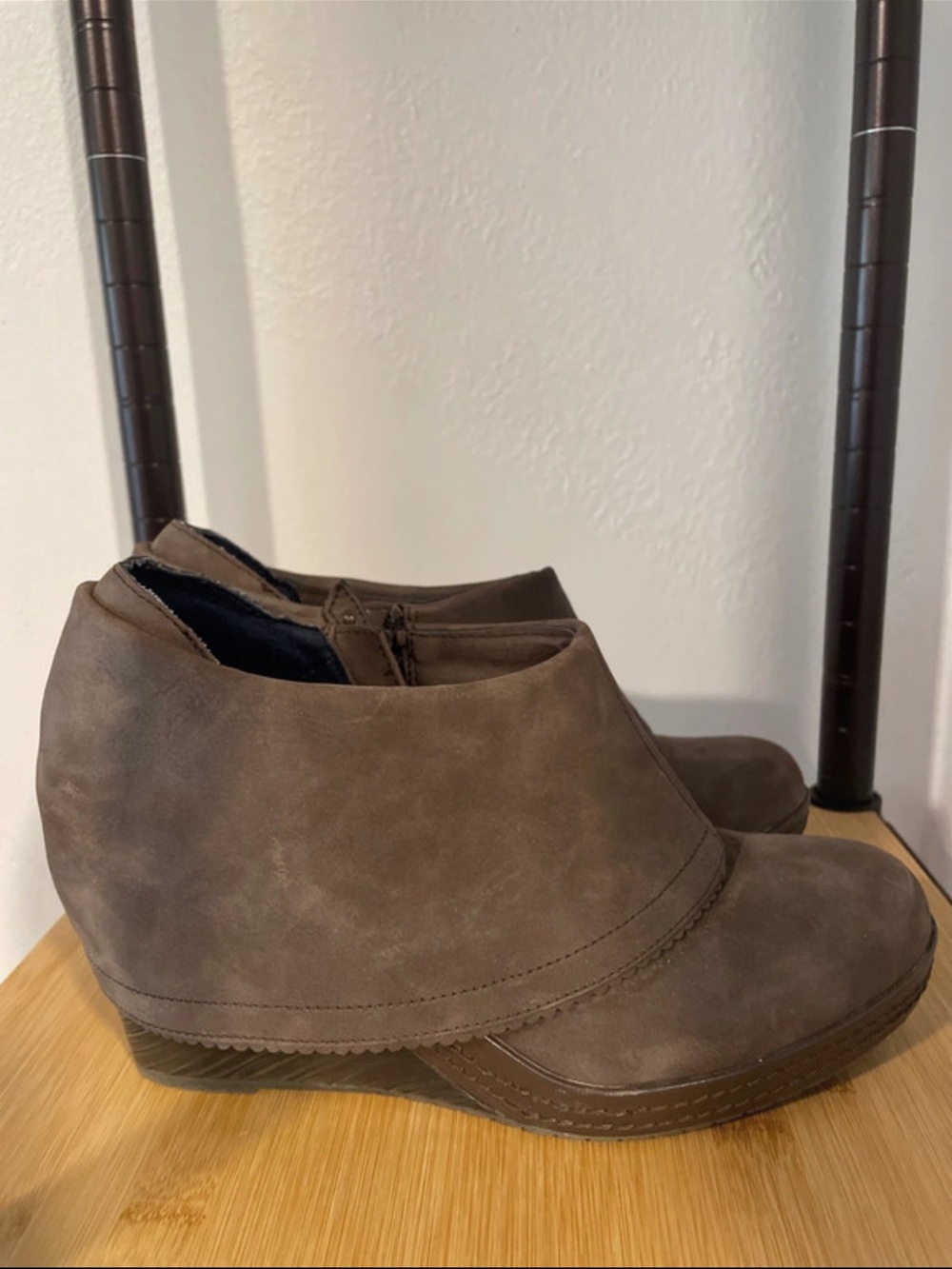 Dr. Scholl's Brown Suede Wedge Ankle Booties